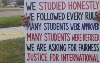 Students defy thunderstorms and heavy rains to demand justice in Mill Woods, Edmonton
